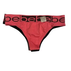 NWT - 3 pack ofBebe Pink and Black Logo Bikini thongs